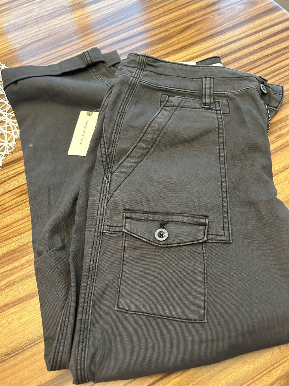 Anthropologie Black Cargo Pants with Flap Pocket